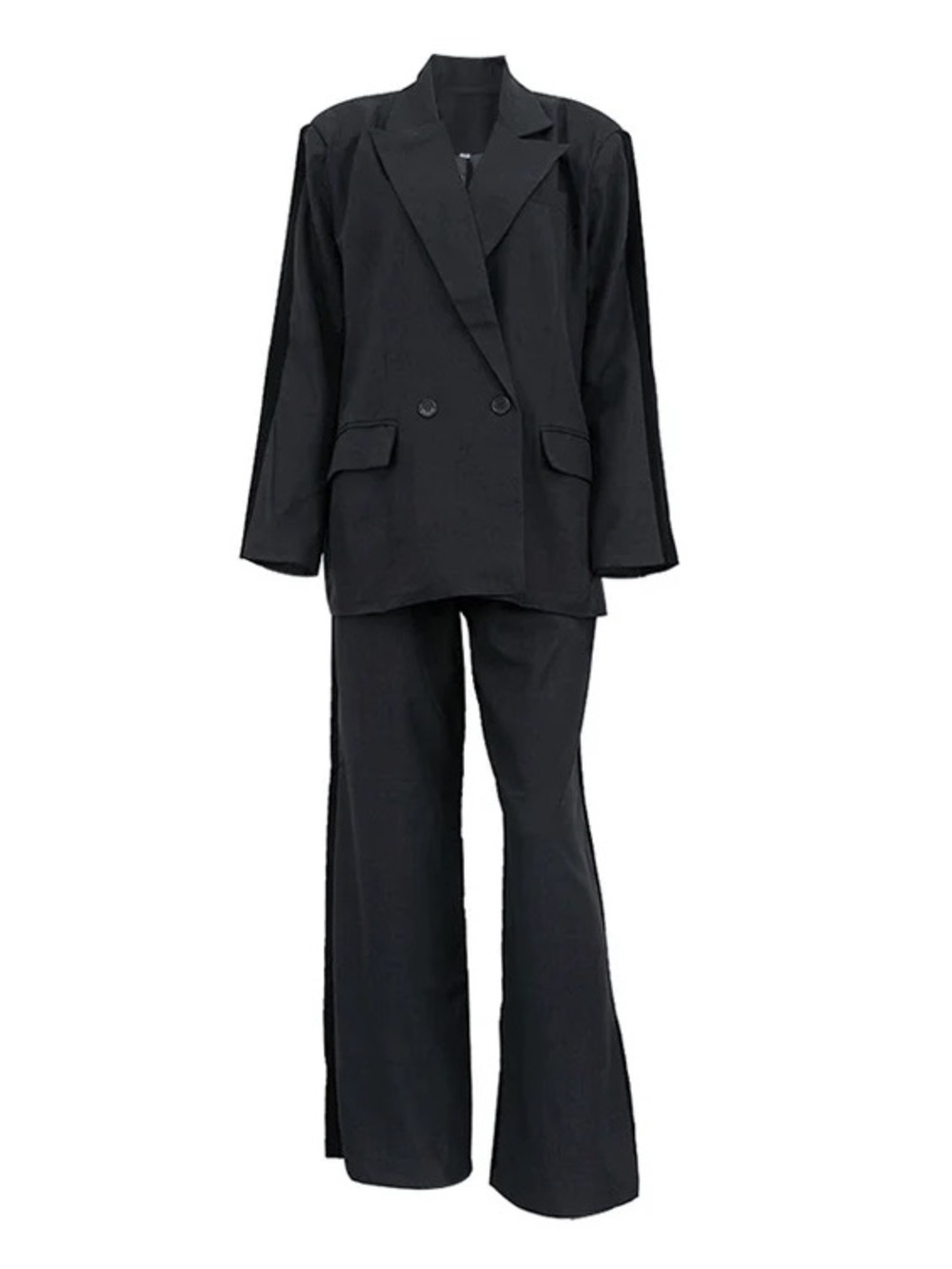Elegant Black Wide-Leg Pantsuit - Women's Tailored Set